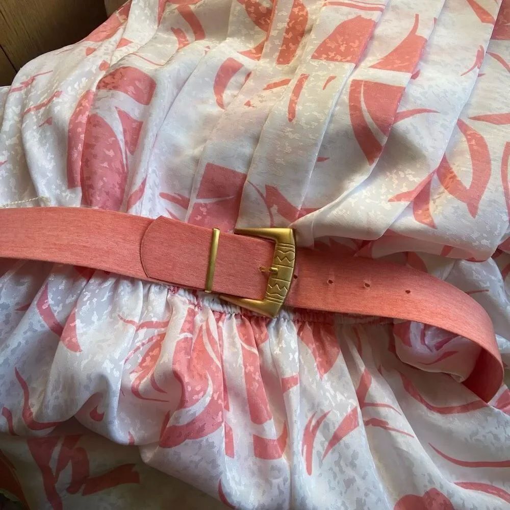 Vintage 80s Pink Secretary Dress w/ Belt | Golden Girls Costume, NWT Deadstock - Picture 2 of 12